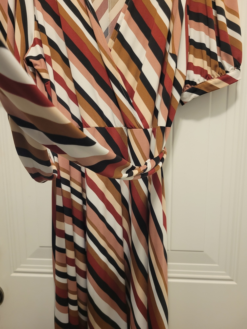 🎰Eloquii Diagonal Striped Faux Wrap Dress - Picture 5 of 7